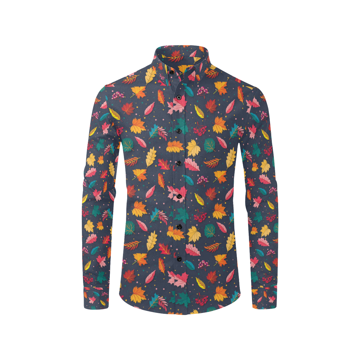 Elm Leave Colorful Print Pattern Men's Long Sleeve Shirt