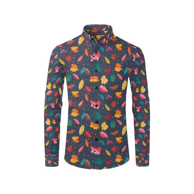 Elm Leave Colorful Print Pattern Men's Long Sleeve Shirt