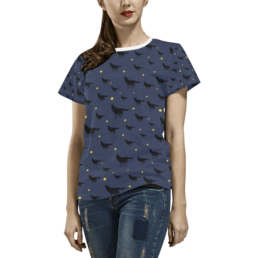 Wolf Print Design LKS301 Women's  T-shirt