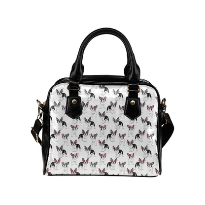 Boston Terrier Pattern Print Design 03 Shoulder Handbag