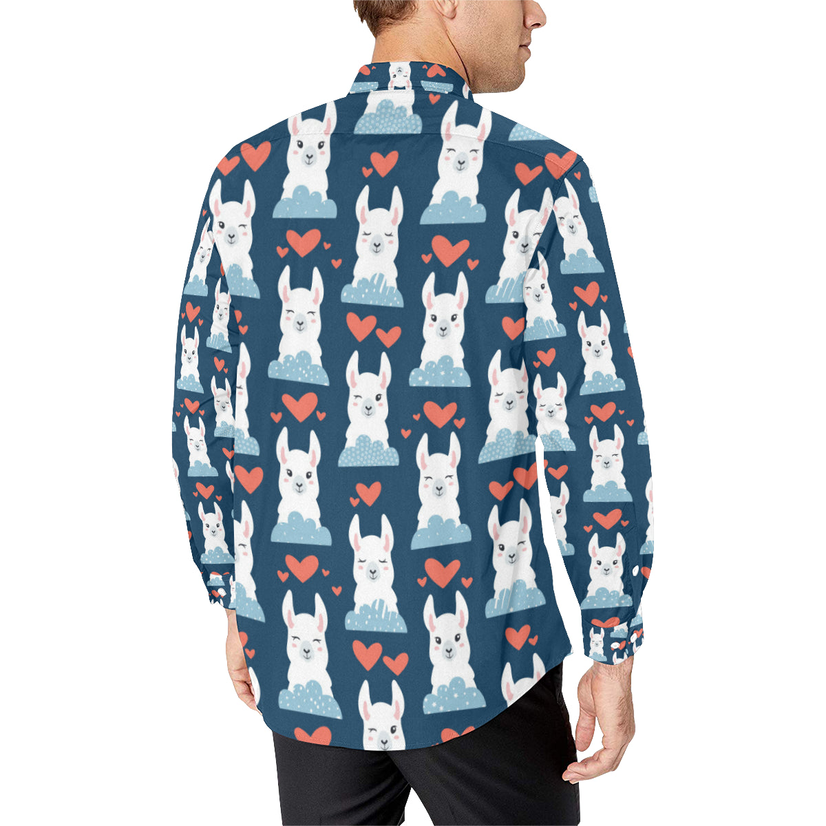 Alpaca Love Pattern Print Design 05 Men's Long Sleeve Shirt