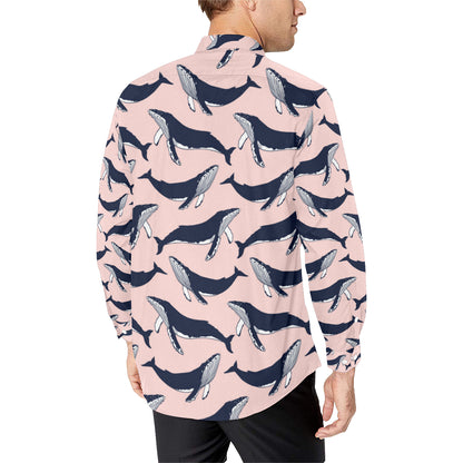 Humpback Whale Pattern Print Design 02 Men's Long Sleeve Shirt