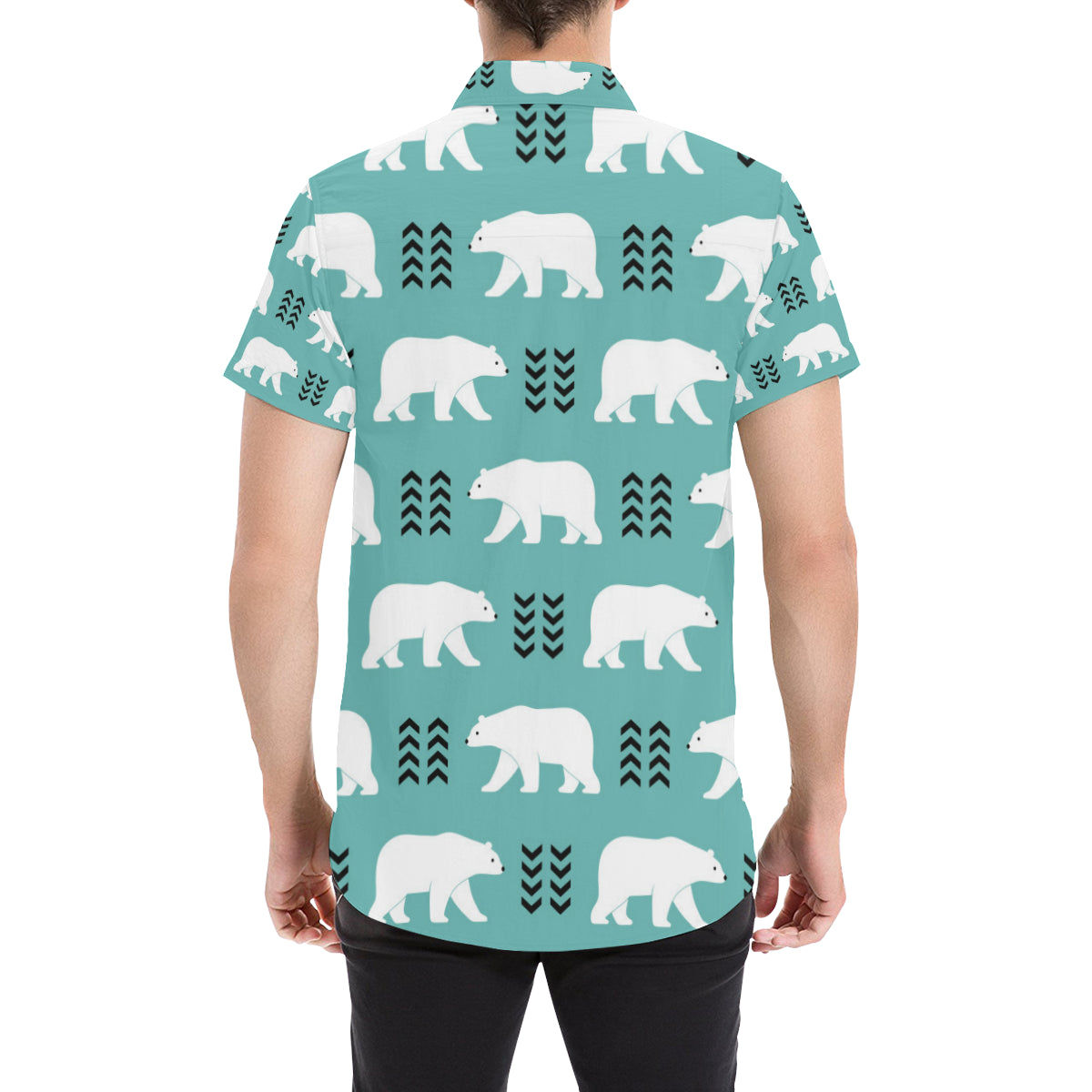 Polar Bear Pattern Print Design A05 Men's Short Sleeve Button Up Shirt