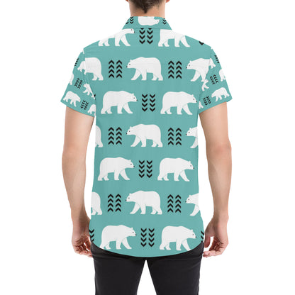 Polar Bear Pattern Print Design A05 Men's Short Sleeve Button Up Shirt