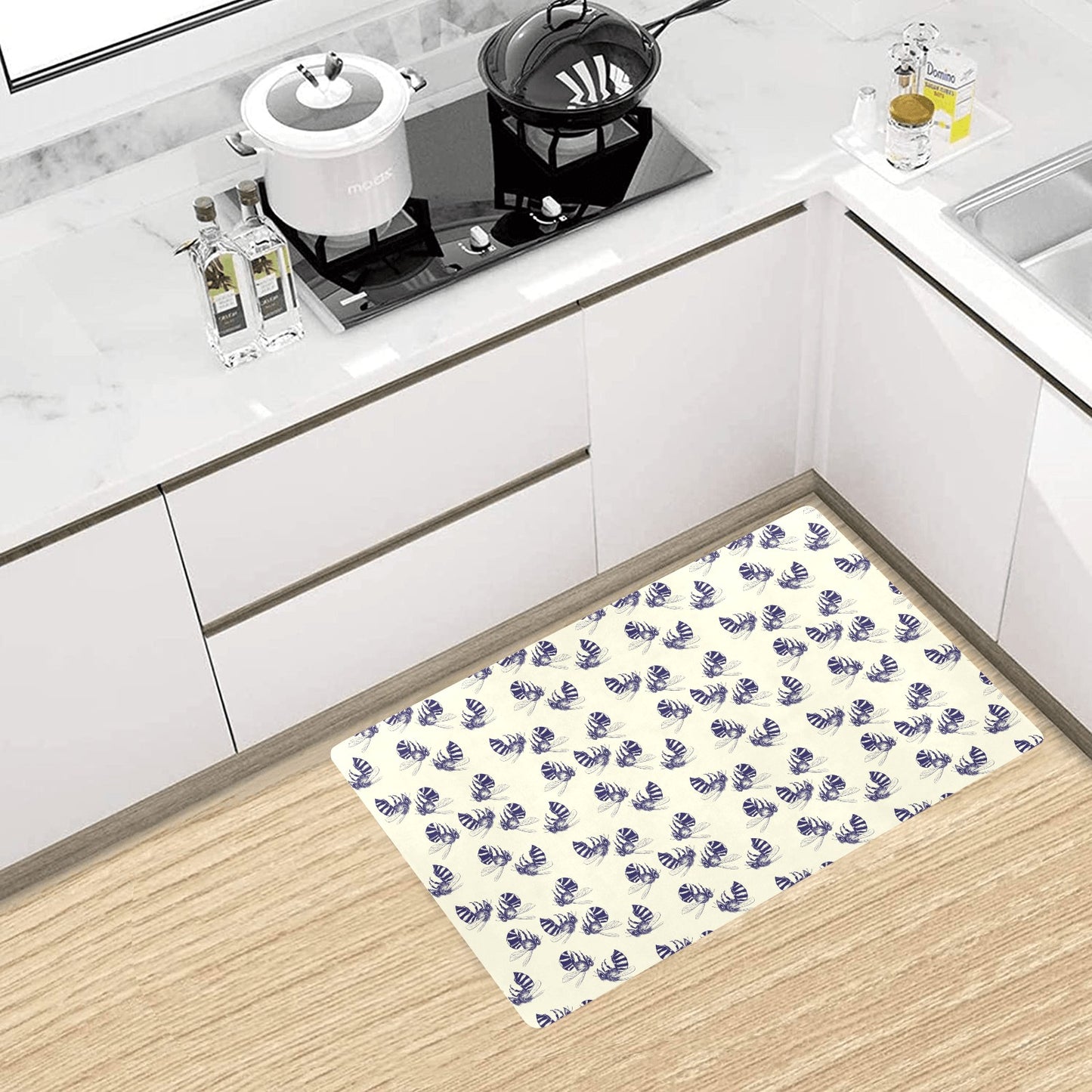Bee Pattern Print Design 02 Kitchen Mat