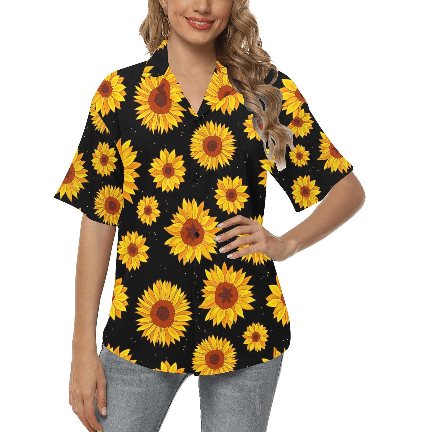 Sunflower Pattern Print Design SF09 Women's Hawaiian Shirt