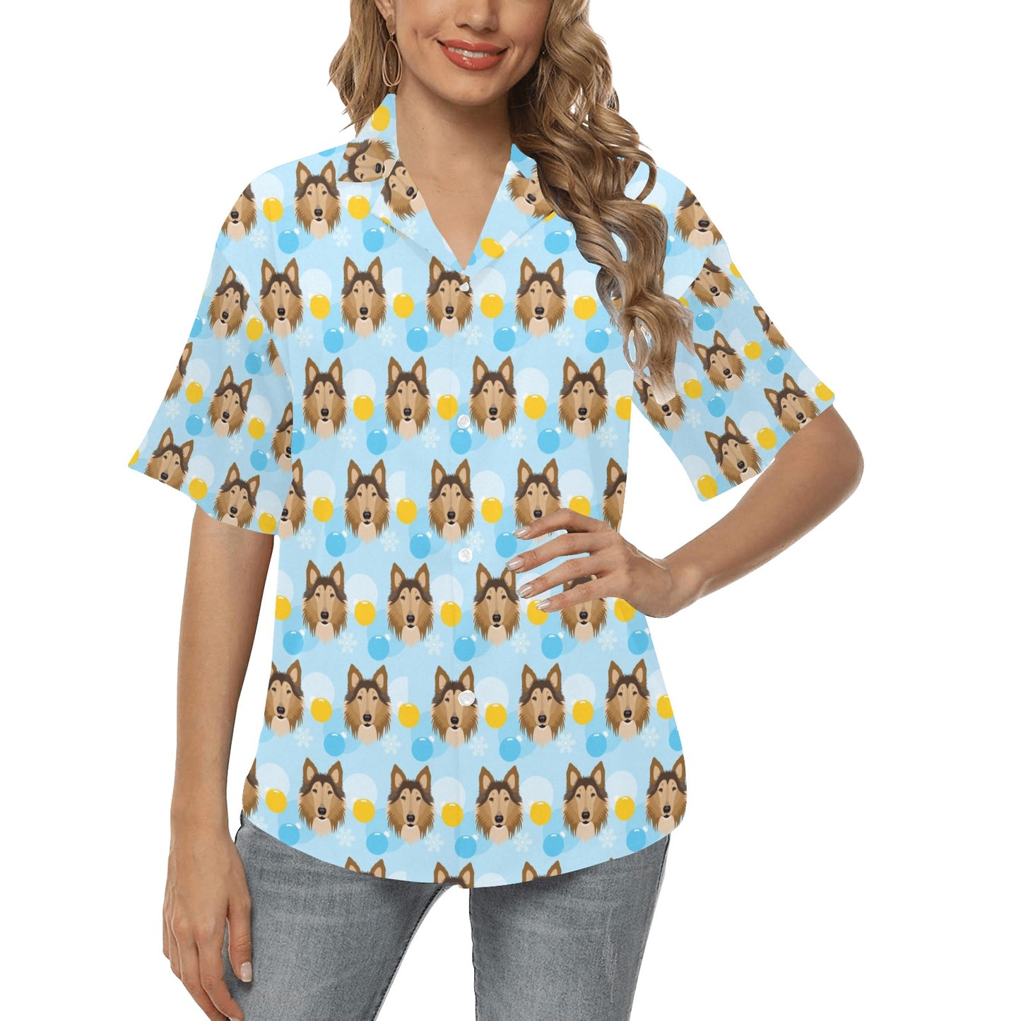 Collies Pattern Print Design 02 Women's Hawaiian Shirt