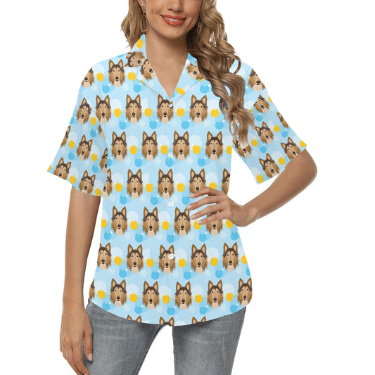 Collies Pattern Print Design 02 Women's Hawaiian Shirt