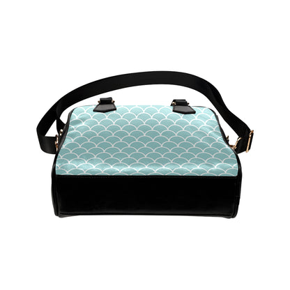 Scales Teal Pattern Print Design 02 Shoulder Handbag
