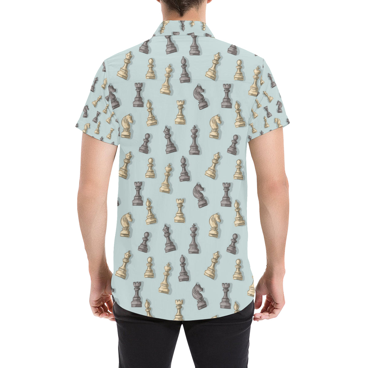 Chess Pattern Print Design 02 Men's Short Sleeve Button Up Shirt