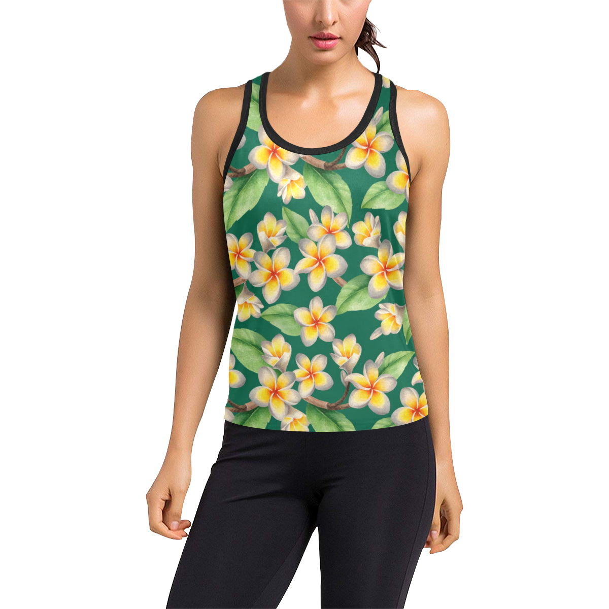 Plumeria Pattern Print Design PM07 Women's Racerback Tank Top