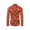 Flame Fire Print Pattern Men's Long Sleeve Shirt