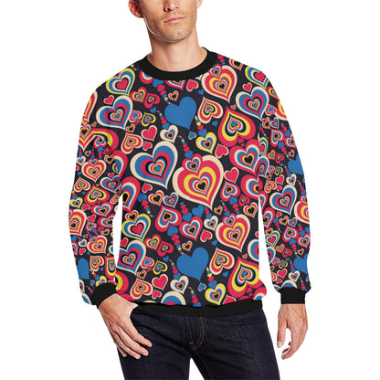 Heart Pattern Print Design HE08 Men Long Sleeve Sweatshirt