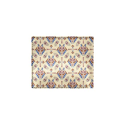 Aztec Wolf Pattern Print Design 03 Men's ID Card Wallet