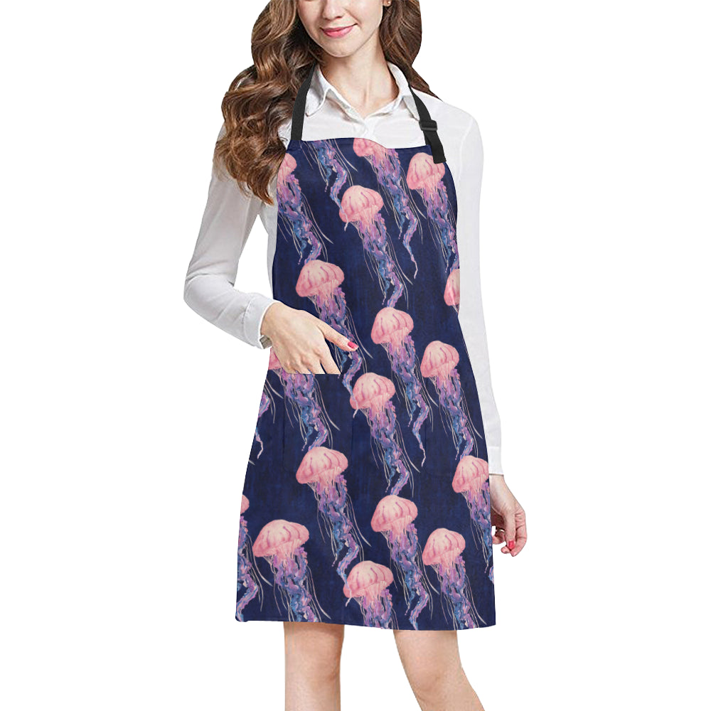 Jellyfish Pattern Print Design 03 Apron with Pocket