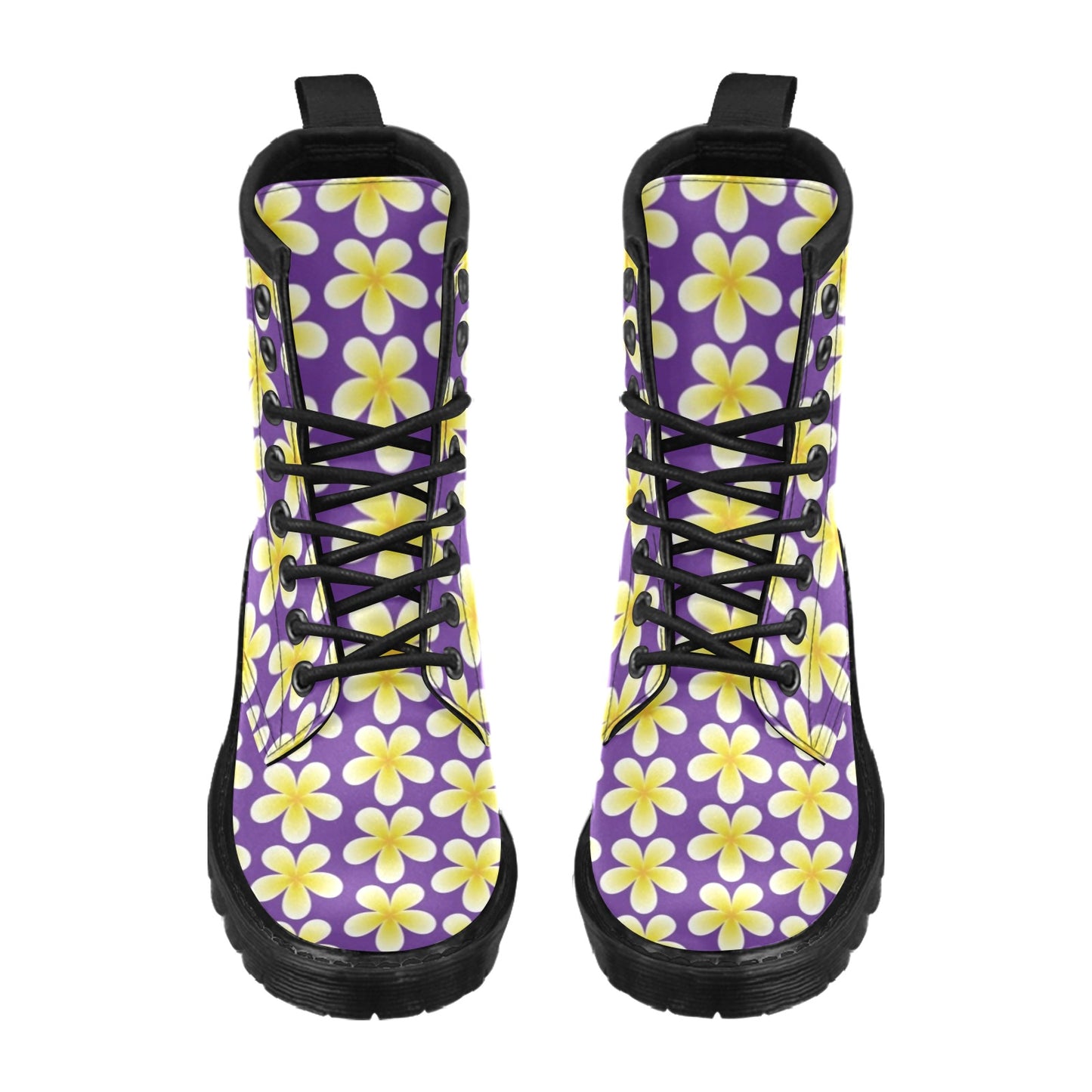 Yellow Plumeria Pattern Print Design PM05 Women's Boots