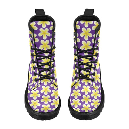 Yellow Plumeria Pattern Print Design PM05 Women's Boots