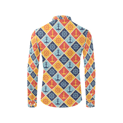 Nautical Pattern Design Themed Print Men's Long Sleeve Shirt