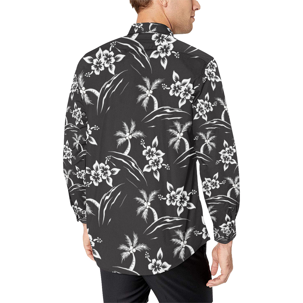 Palm Tree Pattern Print Design PT02 Men's Long Sleeve Shirt