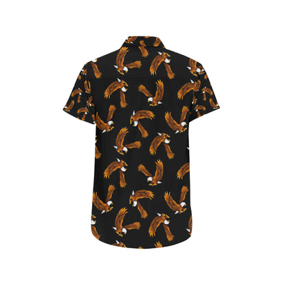 Eagles Print Pattern Men's Short Sleeve Button Up Shirt
