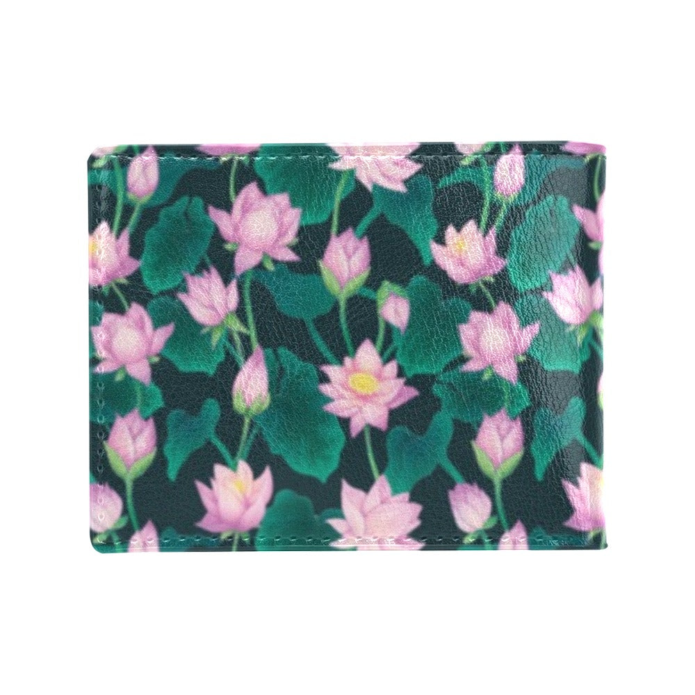 Water Lily Print Design LKS302 Men's ID Card Wallet