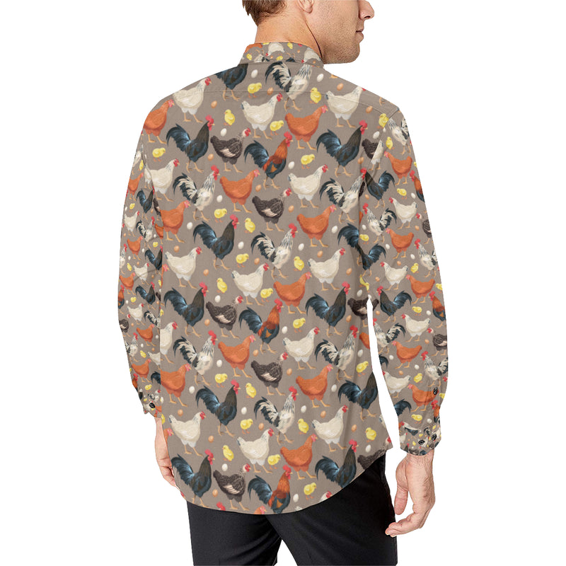 Chicken Evolution Pattern Men's Long Sleeve Shirt