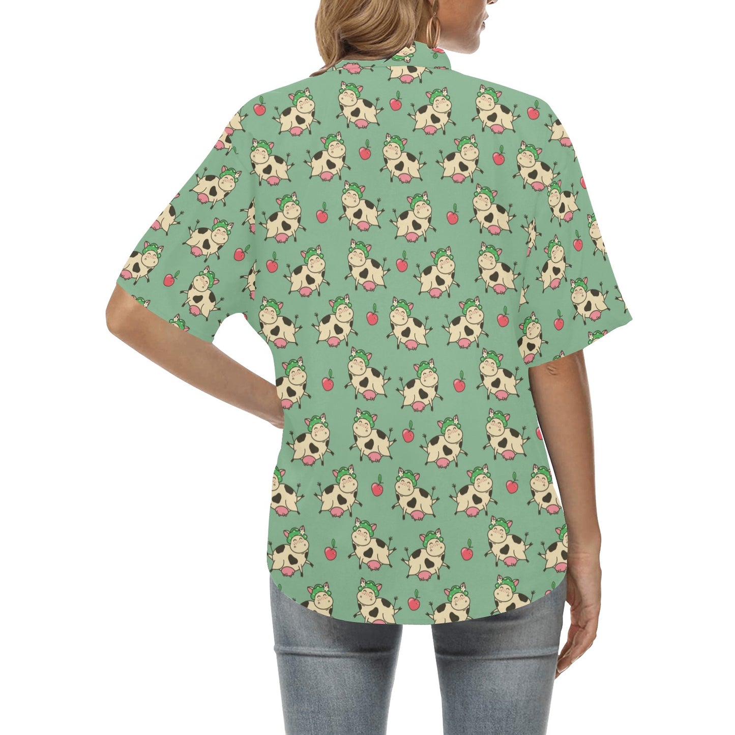 Cattle Print Design LKS402 Women's Hawaiian Shirt