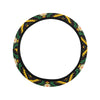 Kente Green Design African Print Steering Wheel Cover with Elastic Edge