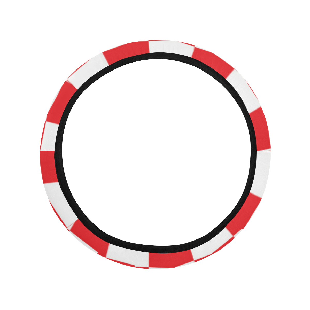 Checkered Red Pattern Print Design 04 Steering Wheel Cover with Elastic Edge