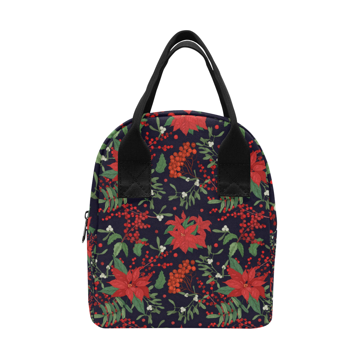 Poinsettia Pattern Print Design POT02 Insulated Lunch Bag