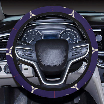 Airplane Pattern Print Design 03 Steering Wheel Cover with Elastic Edge