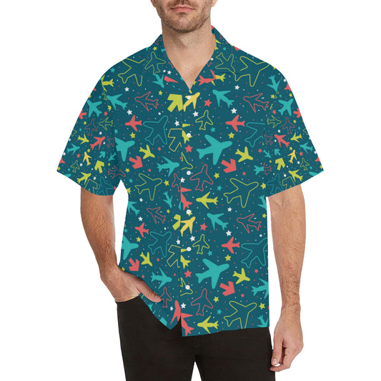 Airplane Pattern Print Design 05 Men's Hawaiian Shirt