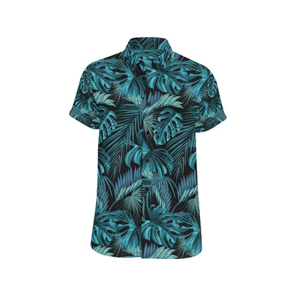 Palm Leaf Pattern Print Design A03 Men's Short Sleeve Button Up Shirt