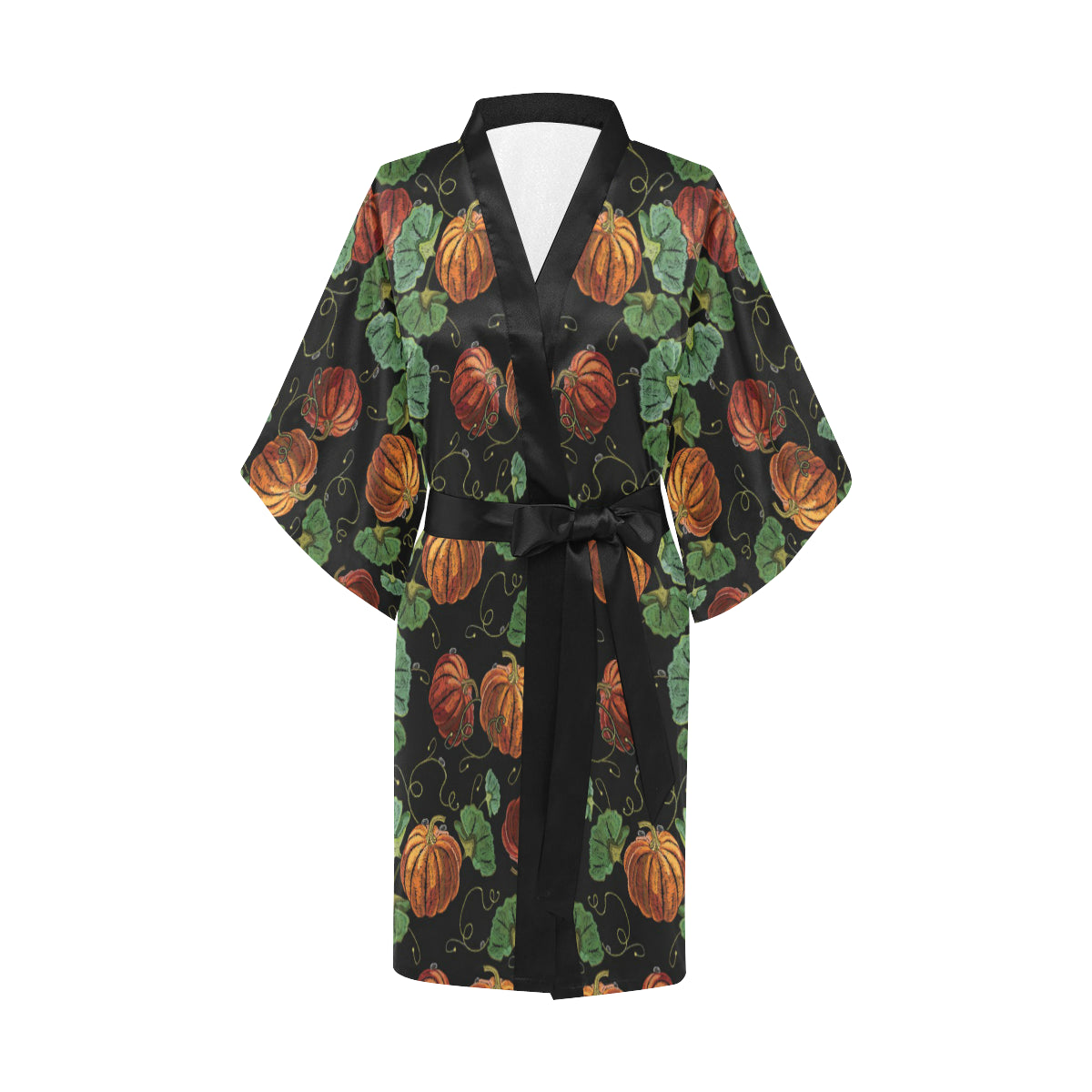 Pumpkin Pattern Print Design A02 Women's Short Kimono