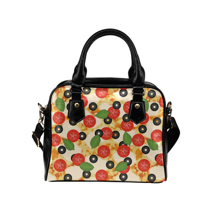 Pizza Pattern Print Design A05 Shoulder Handbag