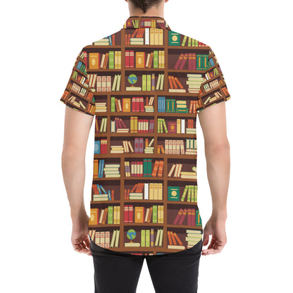 Book Pattern Print Design 06 Men's Short Sleeve Button Up Shirt