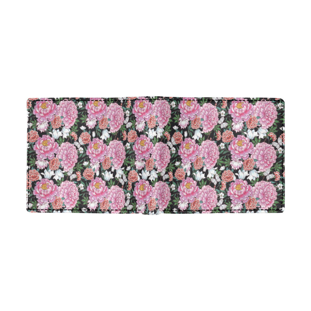 Dahlia Pattern Print Design 02 Men's ID Card Wallet