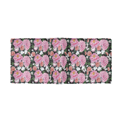 Dahlia Pattern Print Design 02 Men's ID Card Wallet