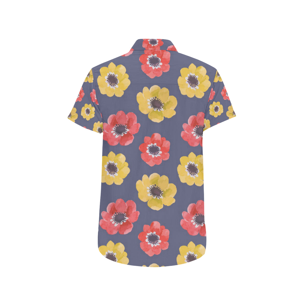 Anemone Pattern Print Design AM010 Men's Short Sleeve Button Up Shirt