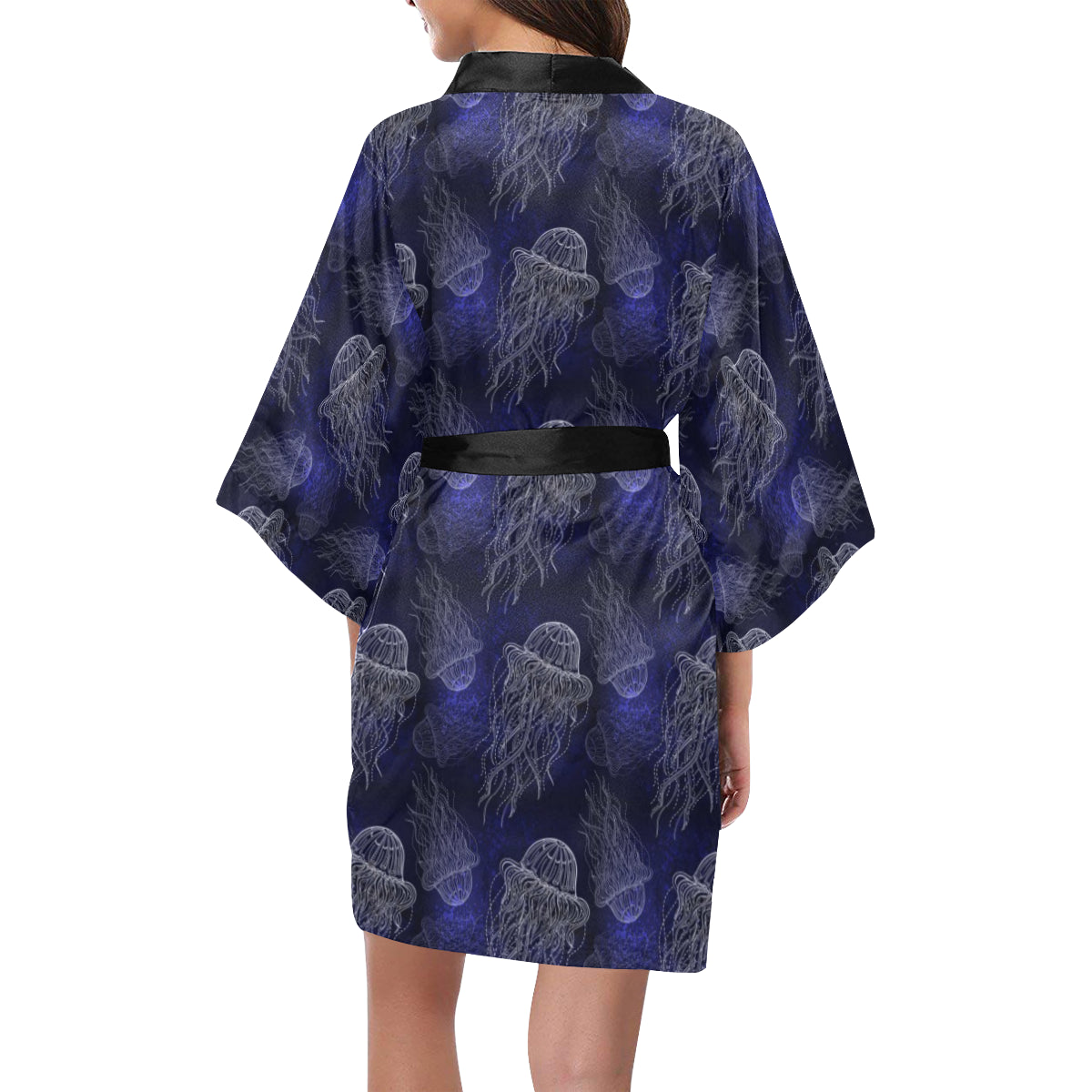 Jellyfish Pattern Print Design 02 Women's Short Kimono