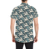 Wave Art Print Men's Short Sleeve Button Up Shirt