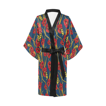 Pansy Pattern Print Design A01 Women's Short Kimono