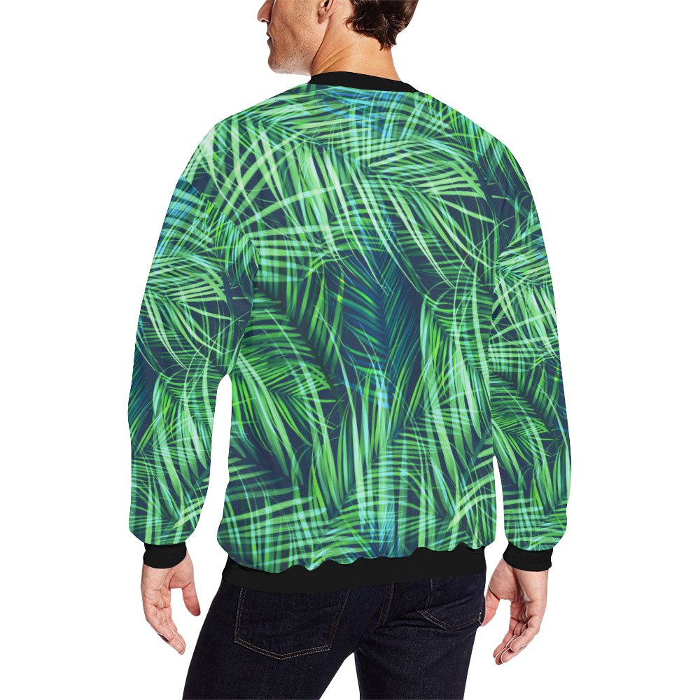 Palm Leaves Pattern Print Design PL02 Men Long Sleeve Sweatshirt