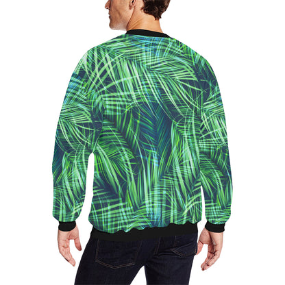 Palm Leaves Pattern Print Design PL02 Men Long Sleeve Sweatshirt