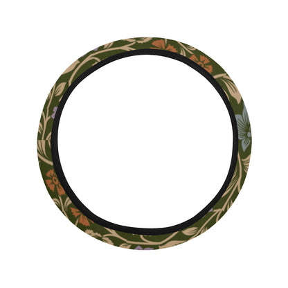 Floral Vintage Print Pattern Steering Wheel Cover with Elastic Edge
