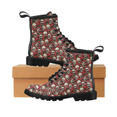 Skull Roses Design Themed Print Women's Boots