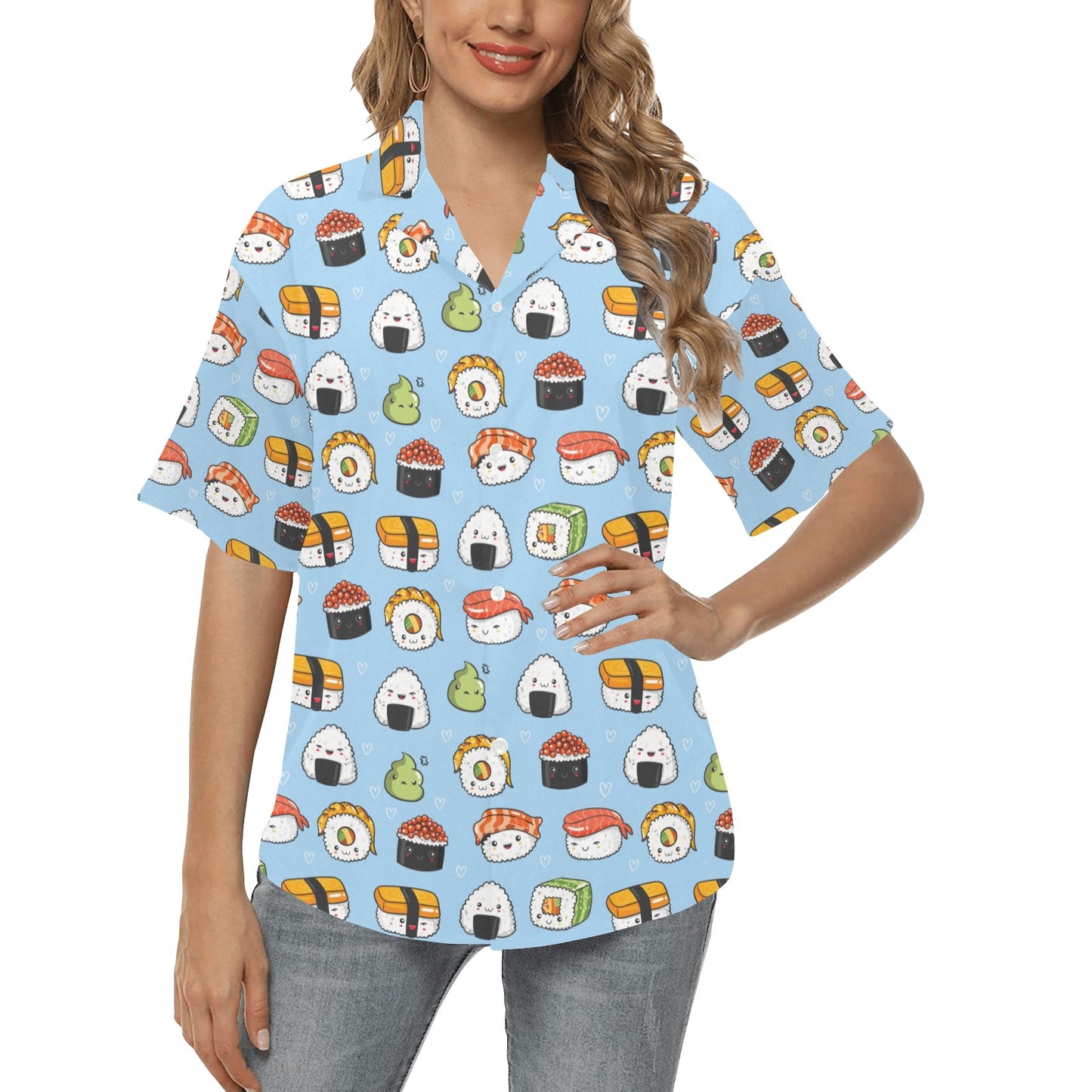 Sushi Print Design LKS303 Women's Hawaiian Shirt