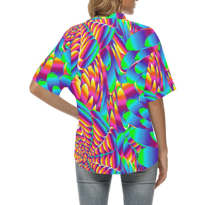 Psychedelic Trippy Pattern Women's Hawaiian Shirt