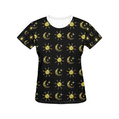 Sun Moon Print Design LKS304 Women's  T-shirt