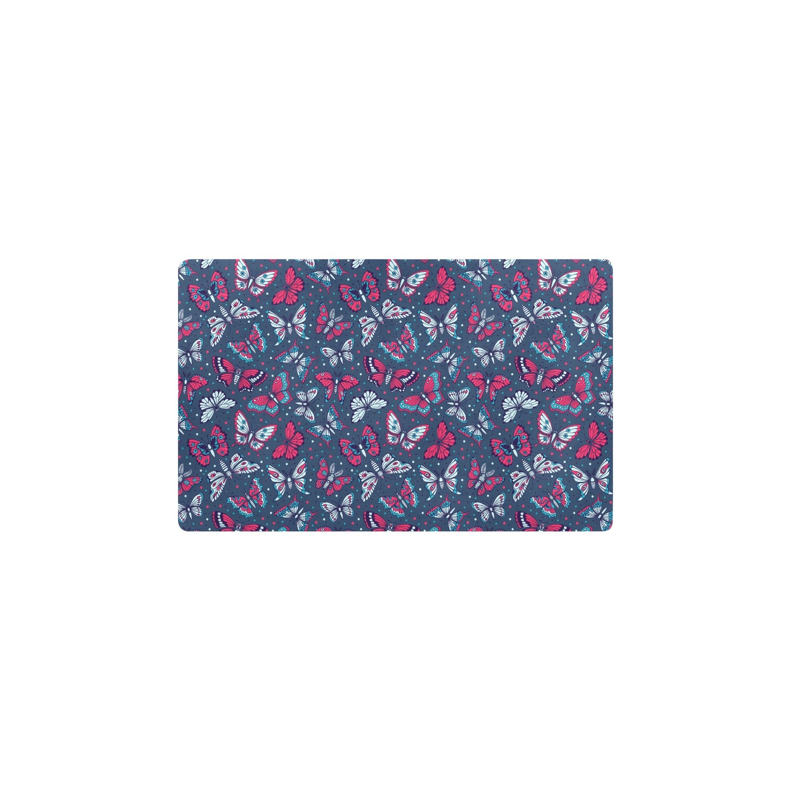 Butterfly Red Deep Blue Print Pattern Kitchen Mat